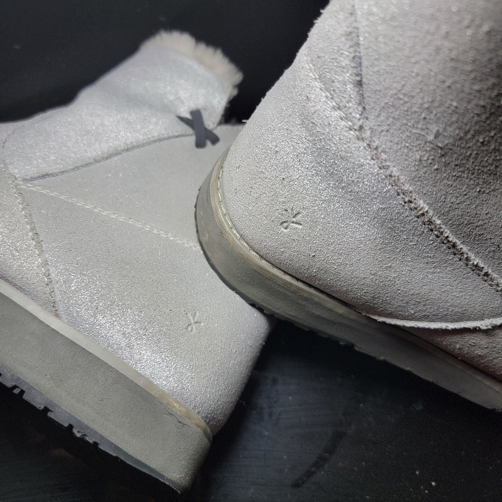 EMU Australia Womens Beach Mini Boots Dove Grey Suede Merino Wool Lining Size 8 - Picture 6 of 15